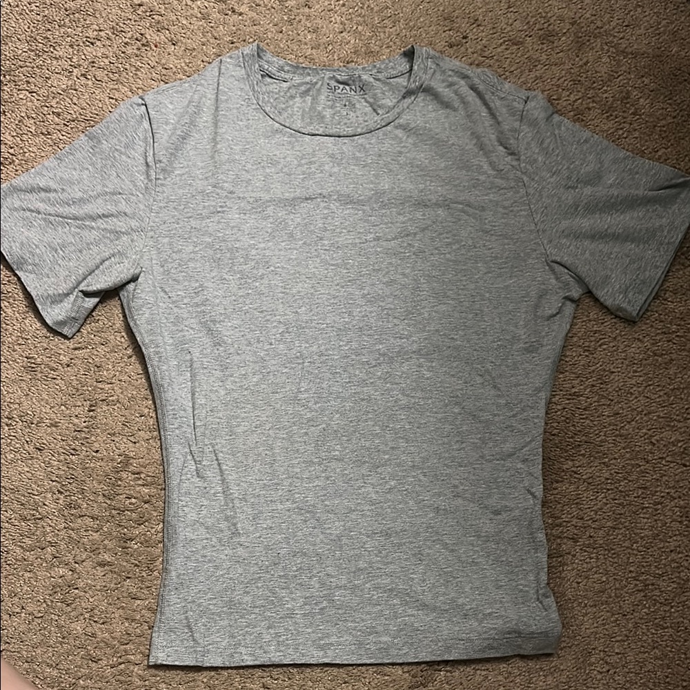 SPANX Gray Short Sleeve Tee Classic Crew Neck